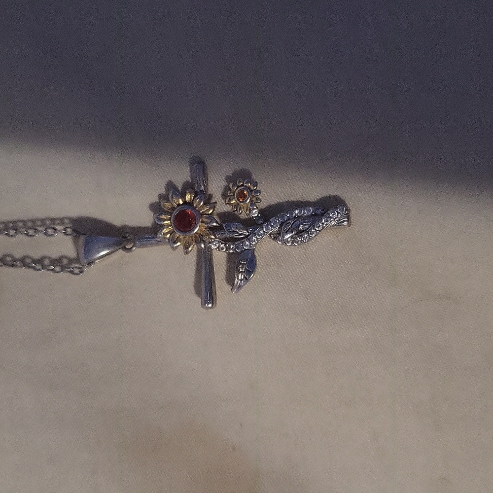 Sunflower Cross Necklace